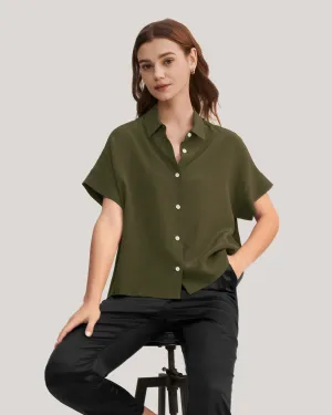 Women Casual Short Sleeves Loose Silk T-Shirt