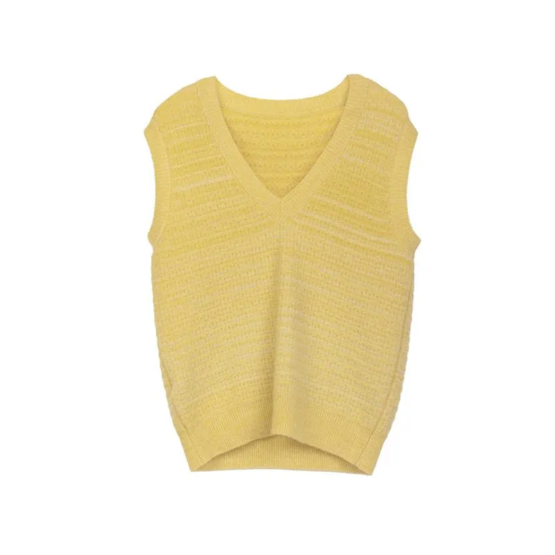 Yellow V Neck Wool Vest